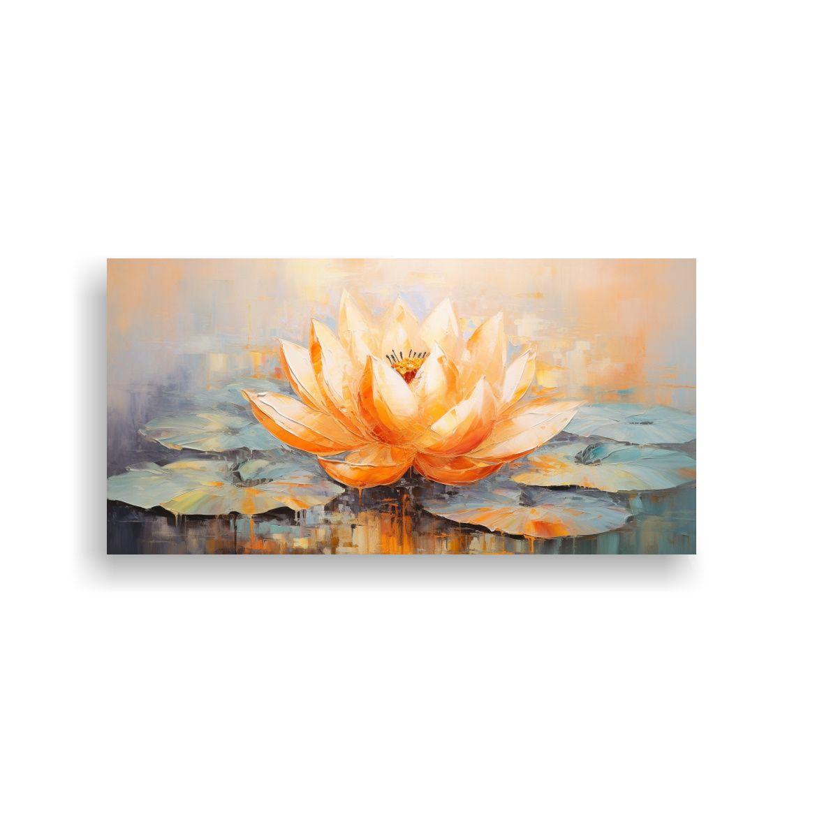 Composición De Cuadro: Pintura De Loto Naranja 40x20cm-0