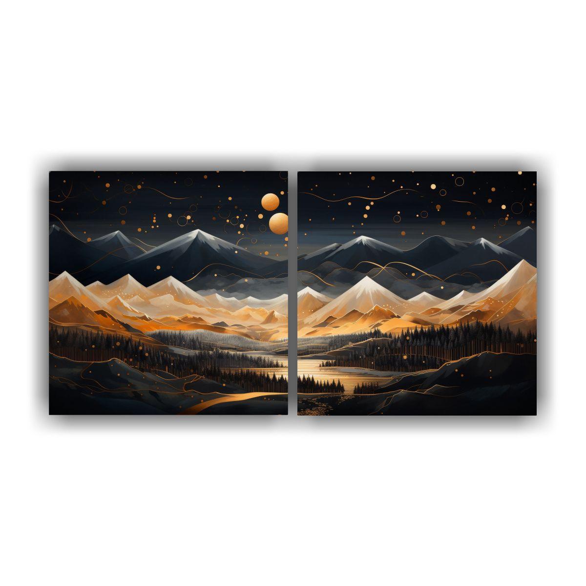 Cuadro Paisaje Montañoso Con Estilo Elegante 60x30 Cm-0
