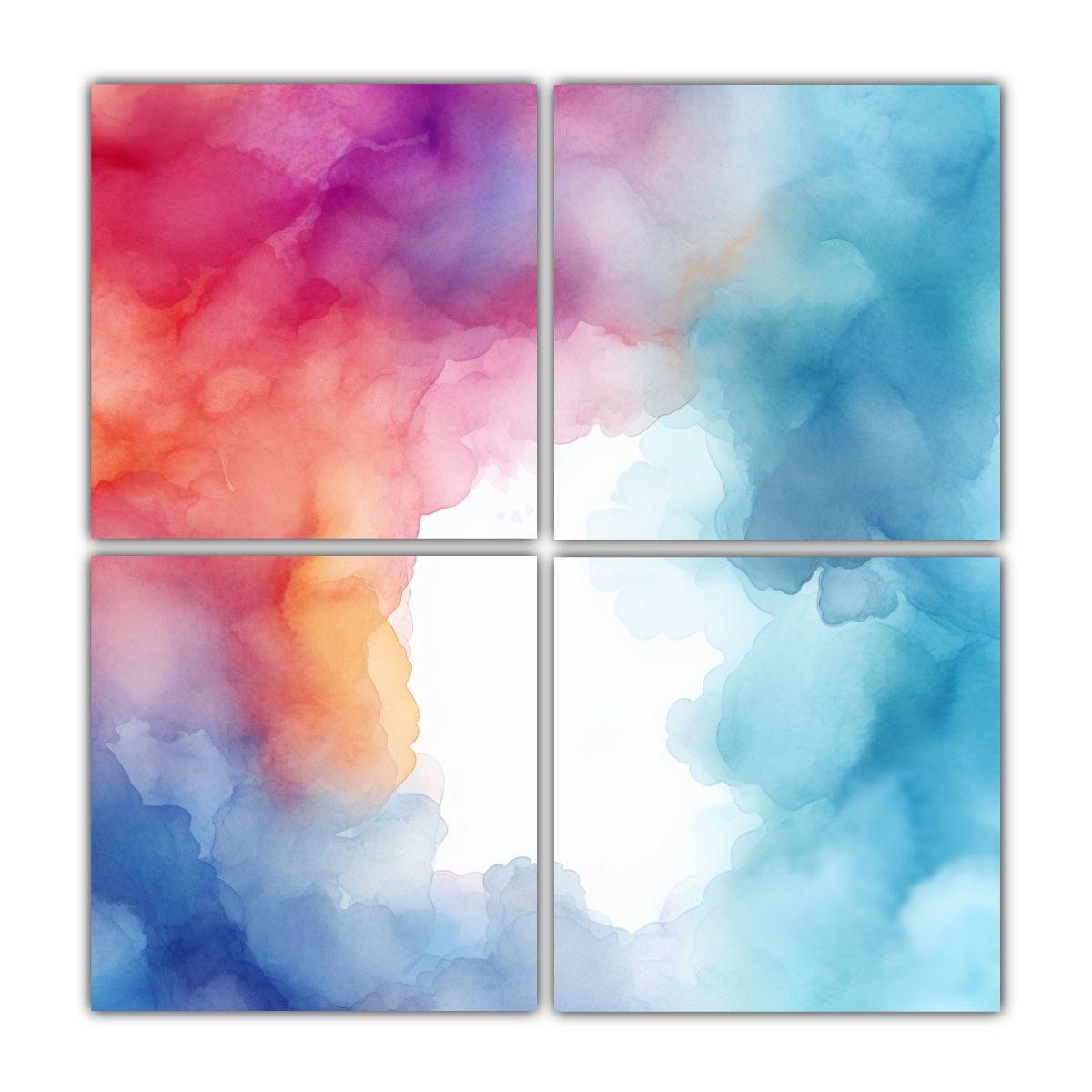 Pinturas Decorativas De Acuarela Floral Abstracta 100x100 Cm-0