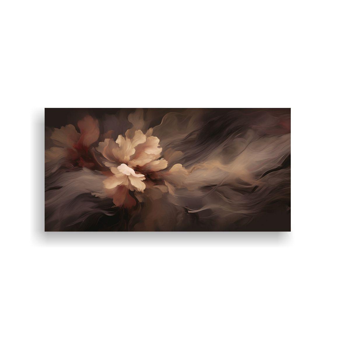 Cuadro Abstracto Floral Taupe Oscuro Luminoso Y 120x60cm-0