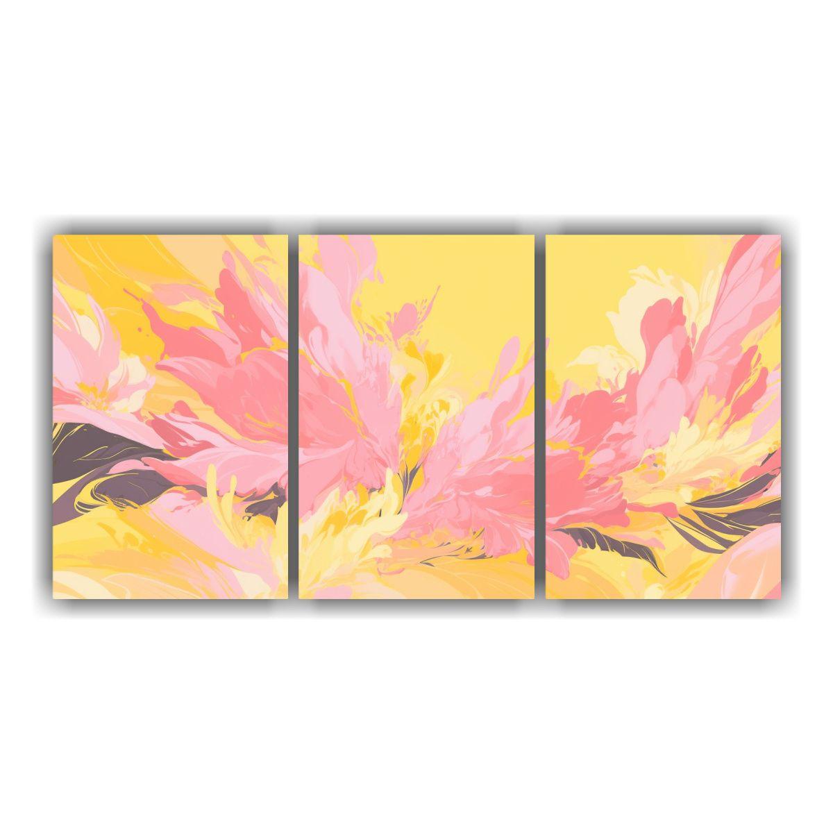 Tres Lienzos De Tela Colorido En Estilo Neonoir 60x30 Cm-0