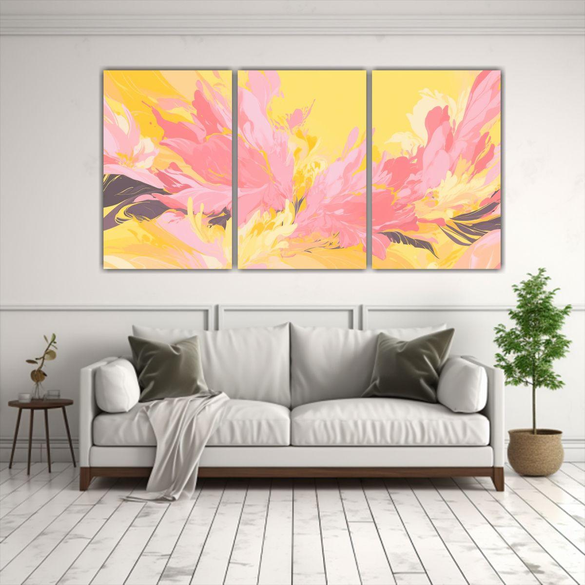 Tres Lienzos De Tela Colorido En Estilo Neonoir 60x30 Cm-2