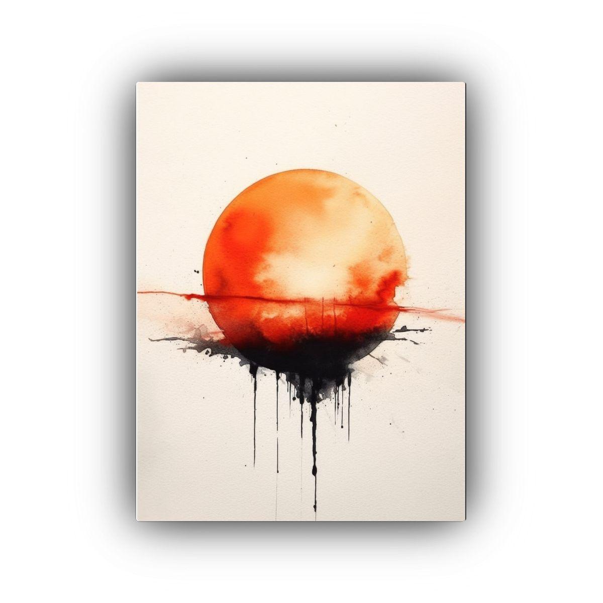 Arte Minimalista En Acuarela El Sol Moribundo 20x30cm-0