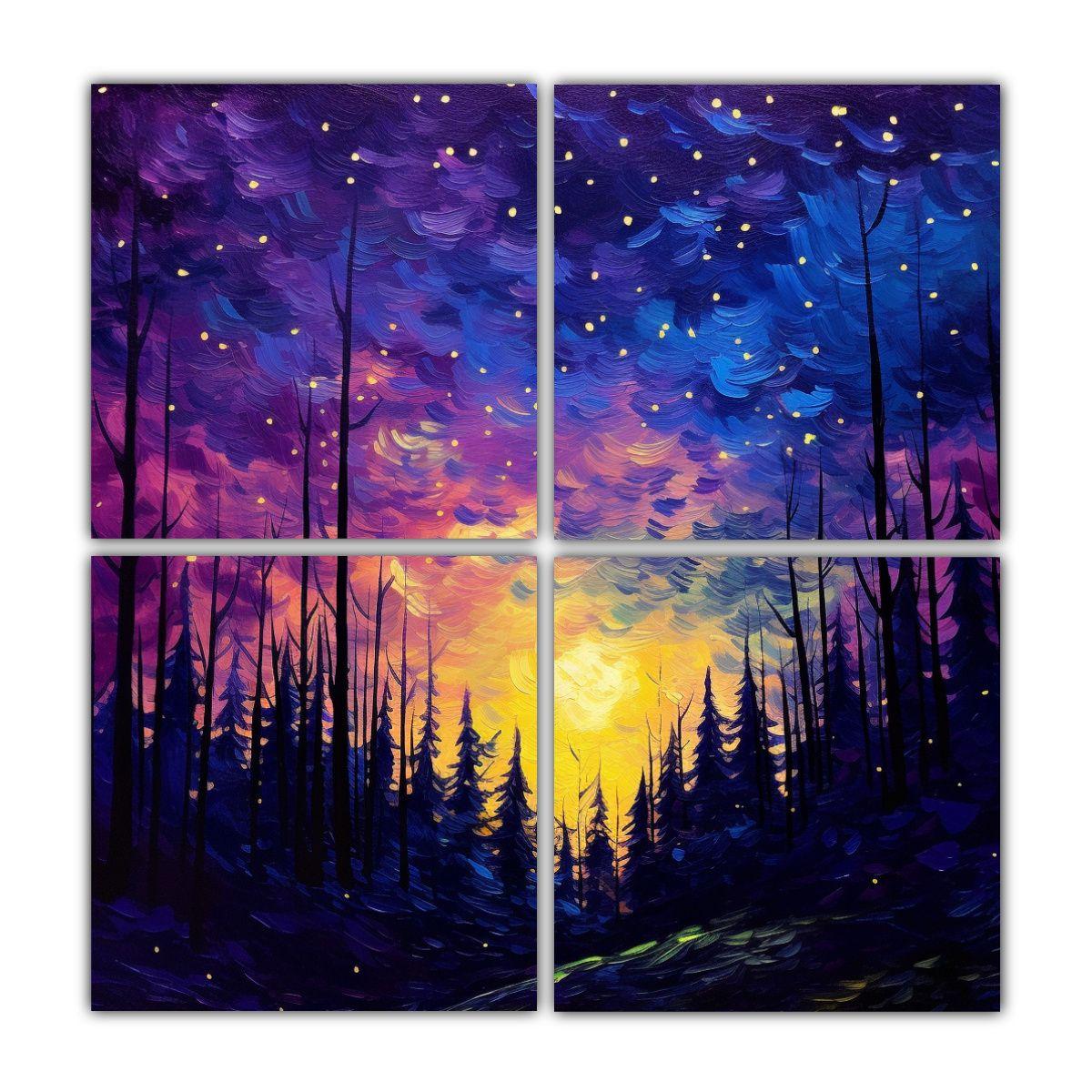 Pintura Conceptual Colorida Cuatro Artes De Pared 180x180 Cm-0