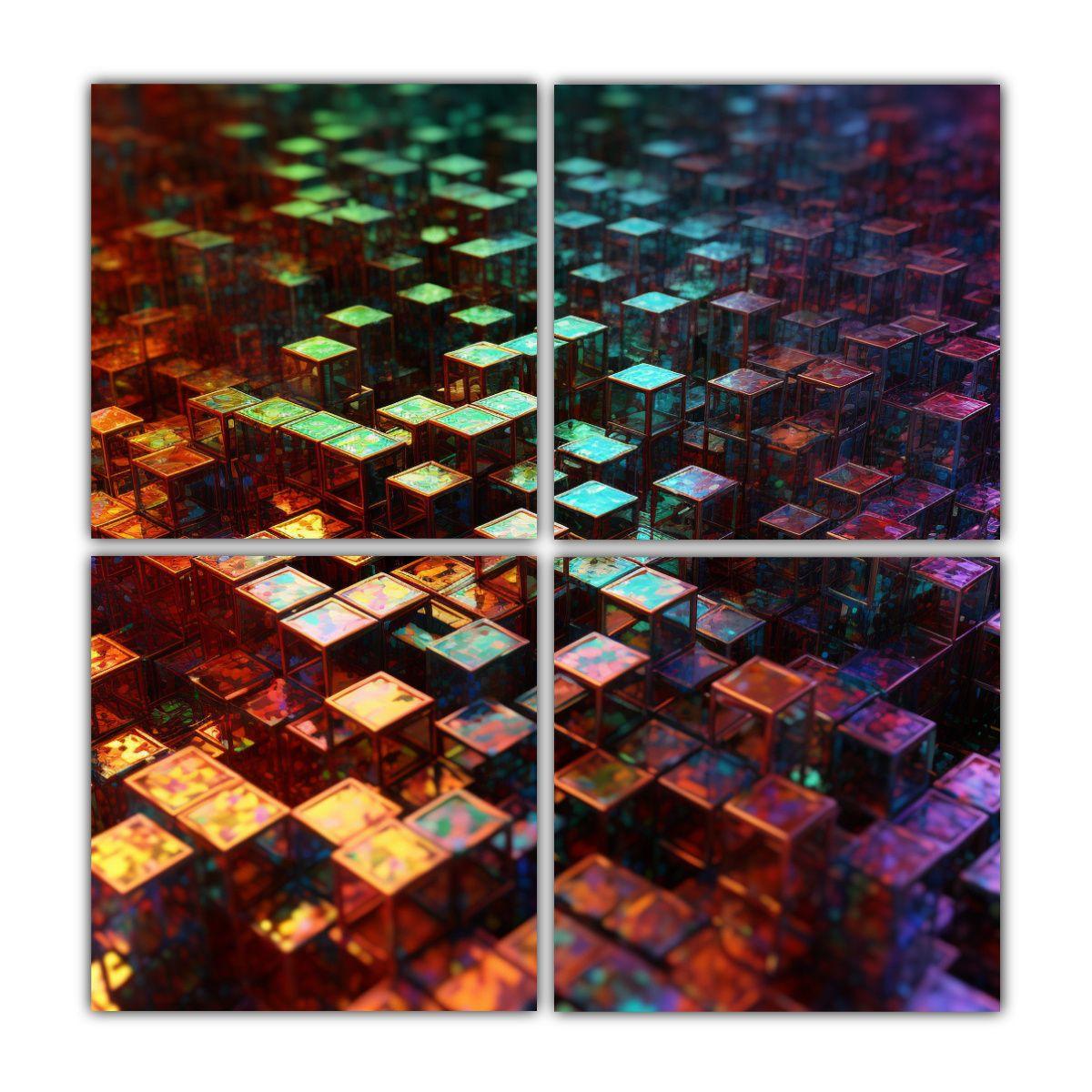 Cuatro Lienzos Composición Infinitamente 80x80 Cm-0