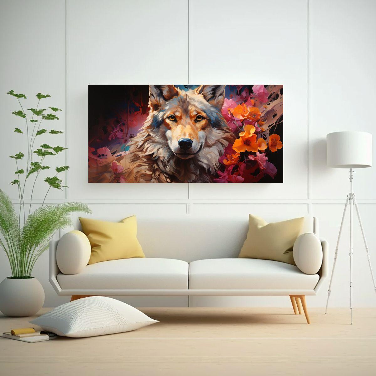 Pintura Al Estilo óleo Estilo Coyote Colorido En  140x70cm-2