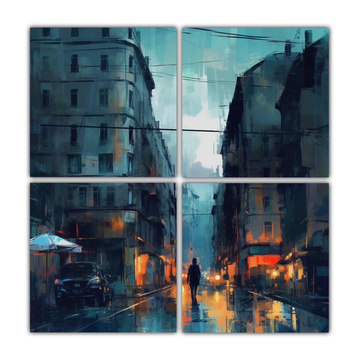 Cuadros Abstractos Decorativos Ciudad Vibrante 160x160 Cm-0