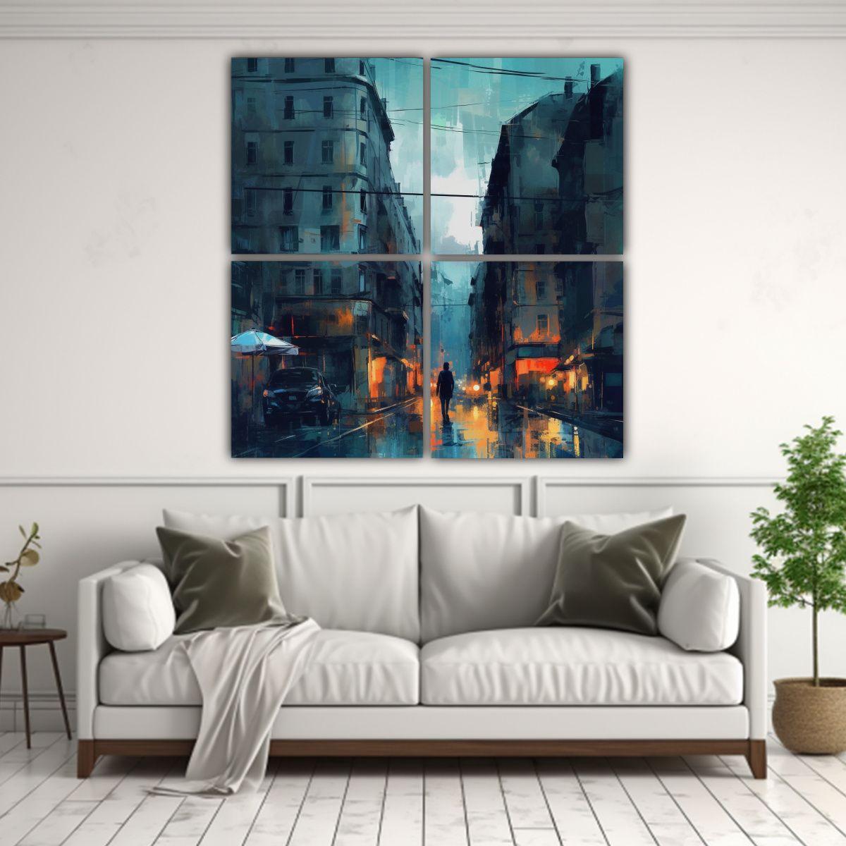 Cuadros Abstractos Decorativos Ciudad Vibrante 160x160 Cm-2