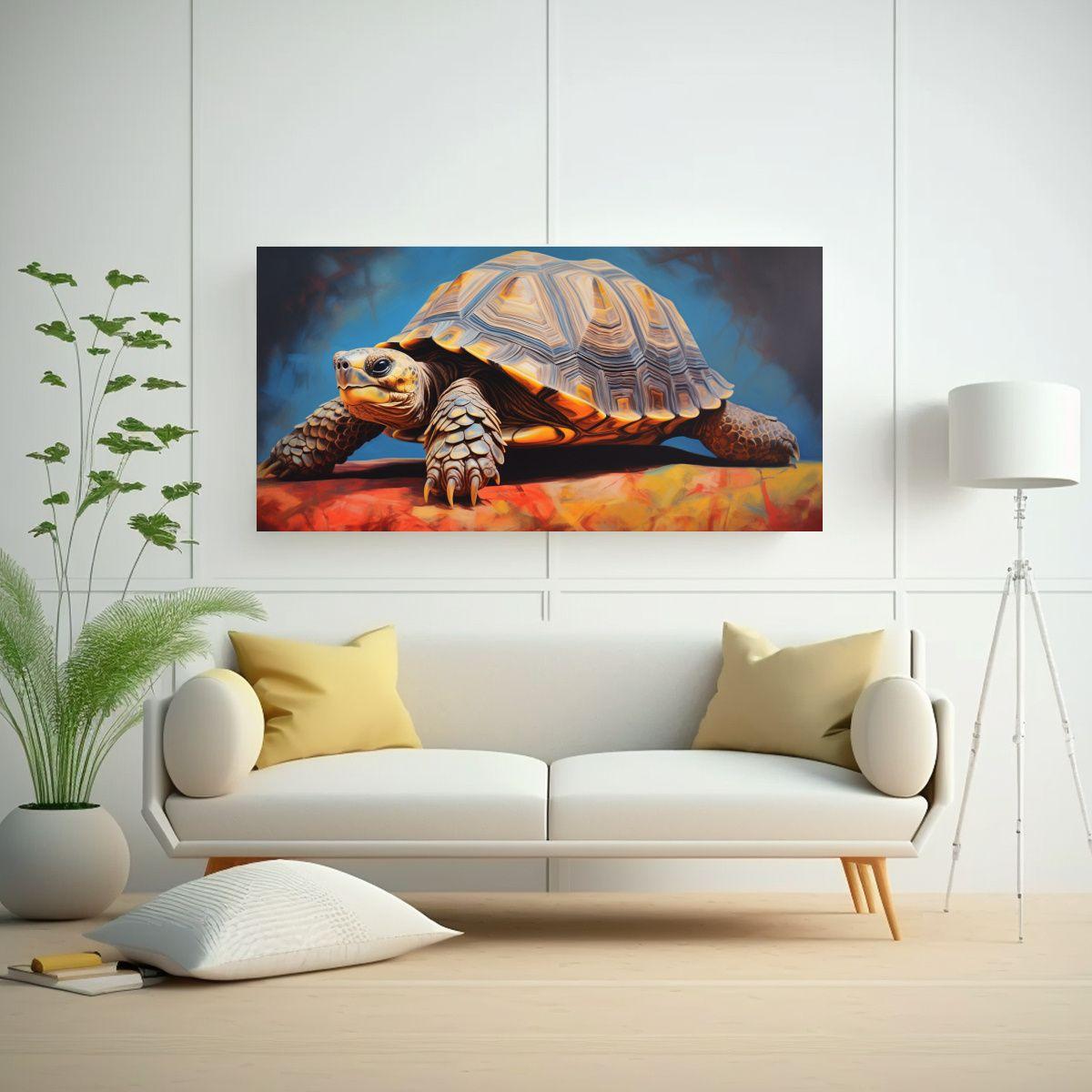 Pintura En Estilo óleo Colorida Estilo Tortuga 40x20cm-2