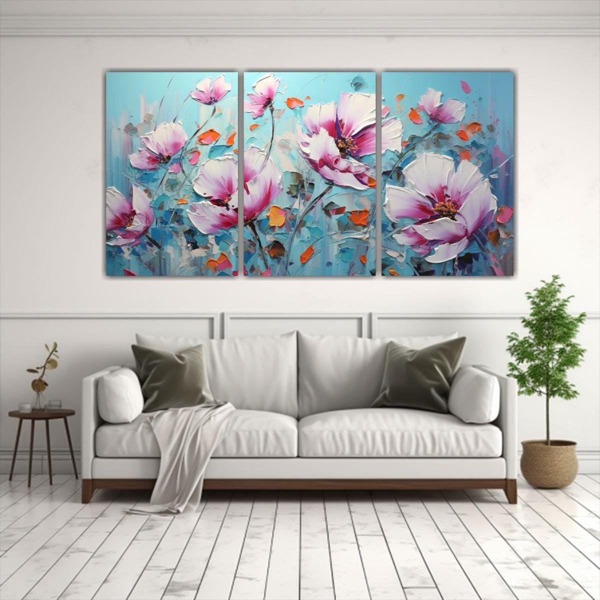 Pintura En Lienzo 3 Bellas Artes Combinación 90x45 Cm-2