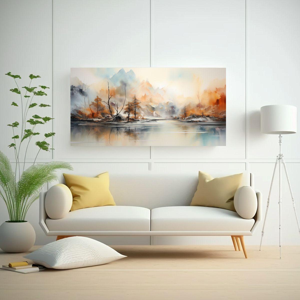 Pinturas Decorativas Paisaje Abstracto Acuarela 80x40cm-2
