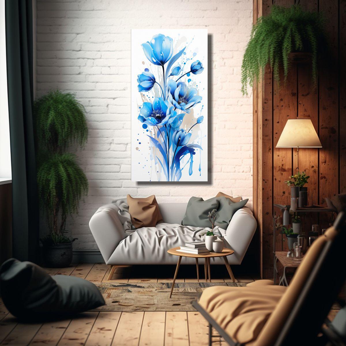 Cuadro Abstracto Vertical Con Tulipanes En Colores 60x120cm-2