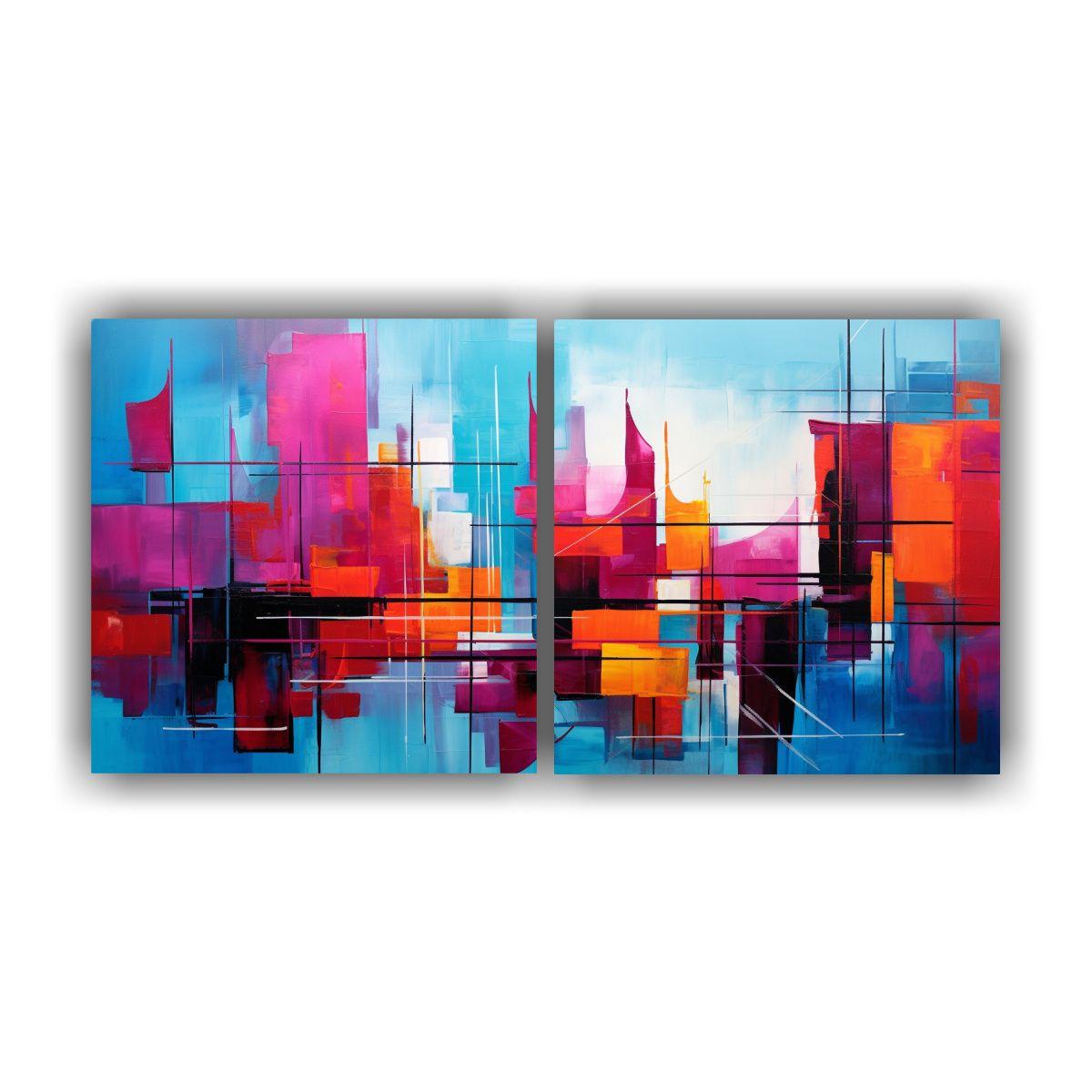 Pinturas Urbanas De Fusión Únicas Dos Artes 100x50 Cm-0