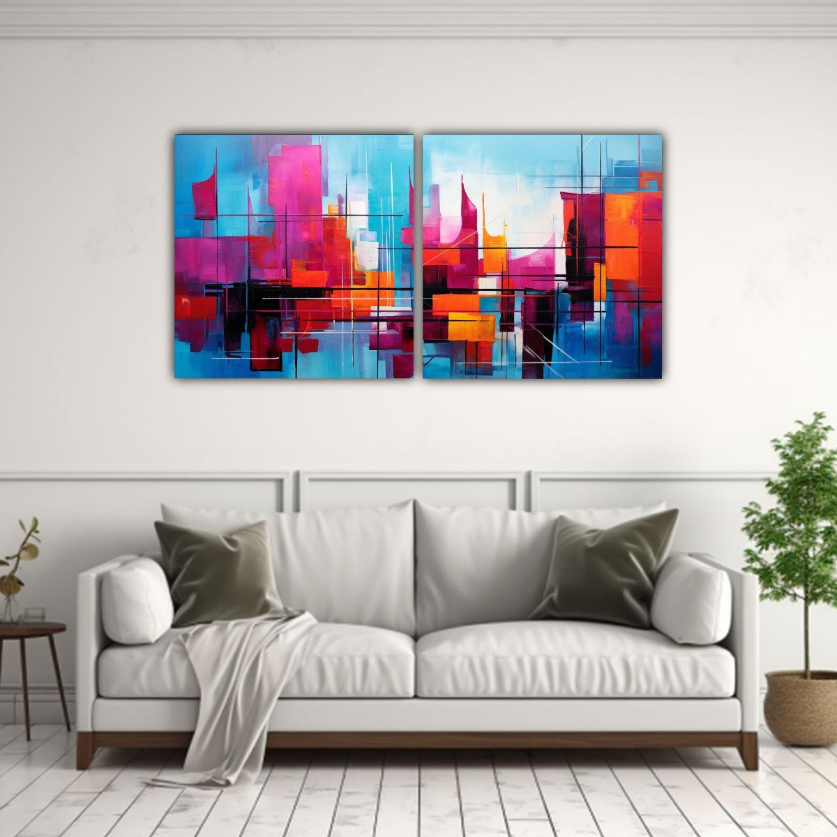 Pinturas Urbanas De Fusión Únicas Dos Artes 100x50 Cm-2