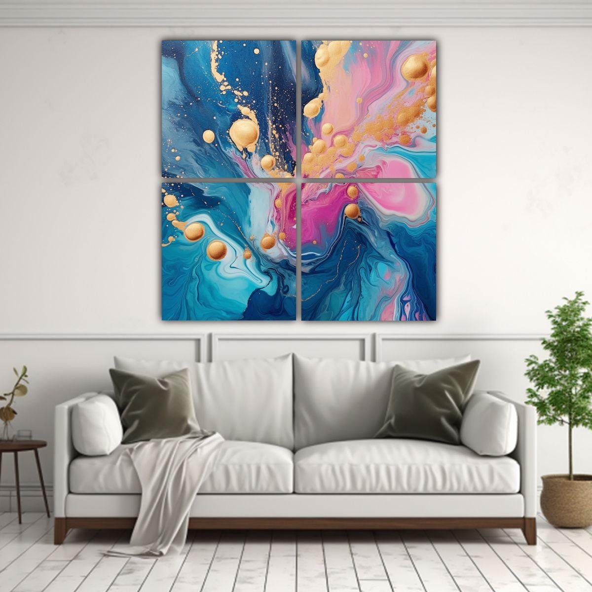 Cuadros Decorativos De Obra Maestra En Turquesa, 200x200 Cm-2