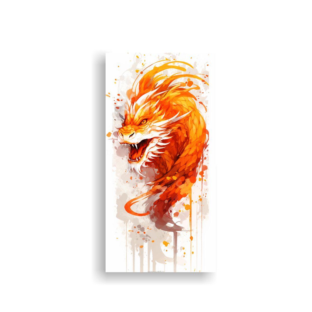 Cuadro Esquema Dragon Blanco Y Naranja Arte Neo 60x120cm-0
