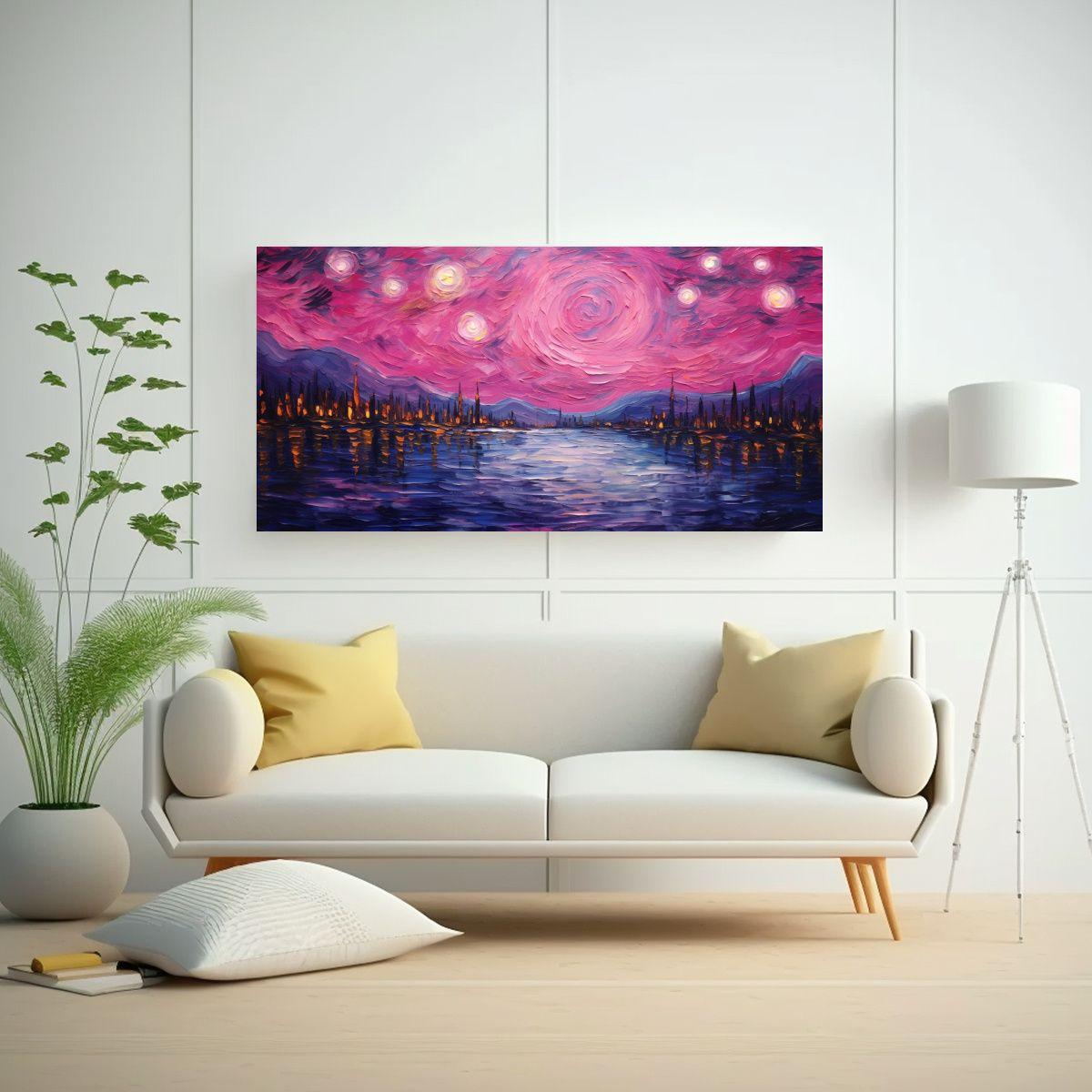Cuadro Decorativo Con Intenso Patrón Estrellado 100x50cm-2