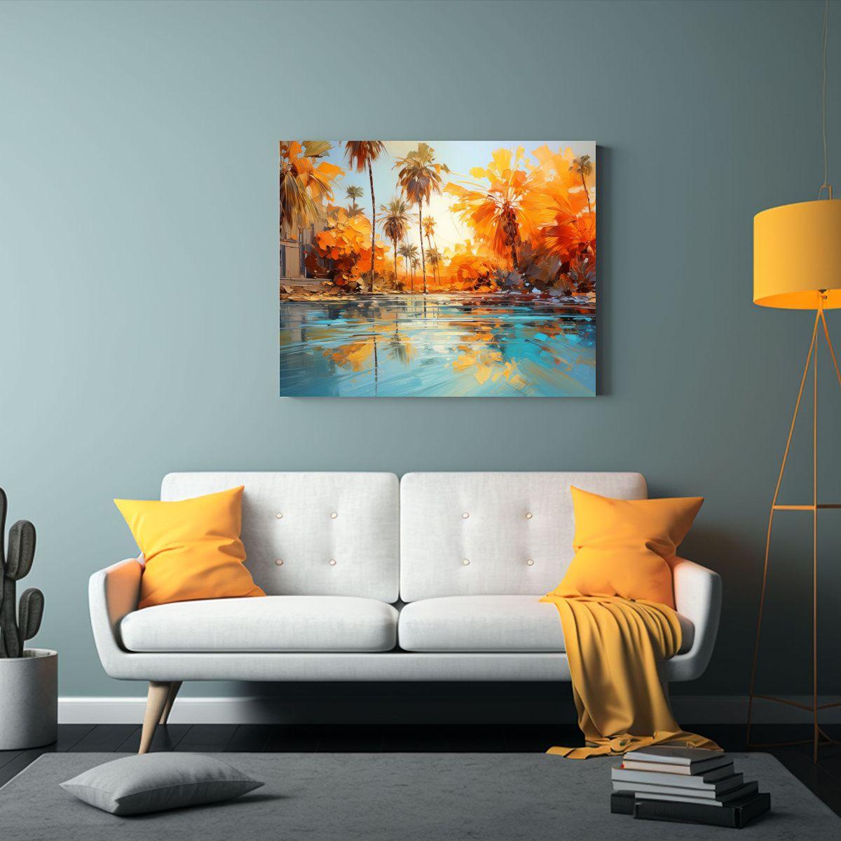 Pintura Abstracta De Una Palmera En Colores 30x20cm-2