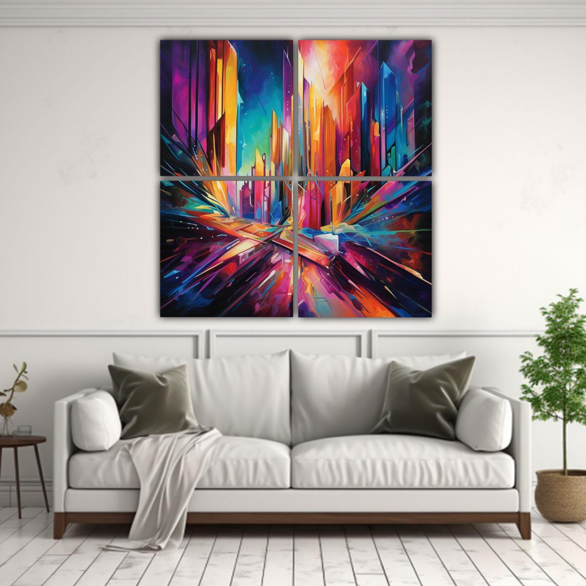 Cuatro Pinturas Decorativas En Un Reino 60x60 Cm-2