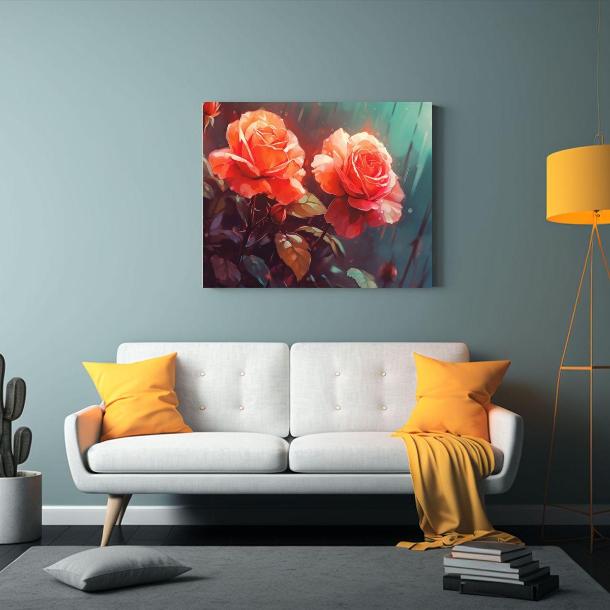 Cuadro Minimalista Tonos Rosa 96 Fondo De Flor De Rosa Romá 75x50cm-2
