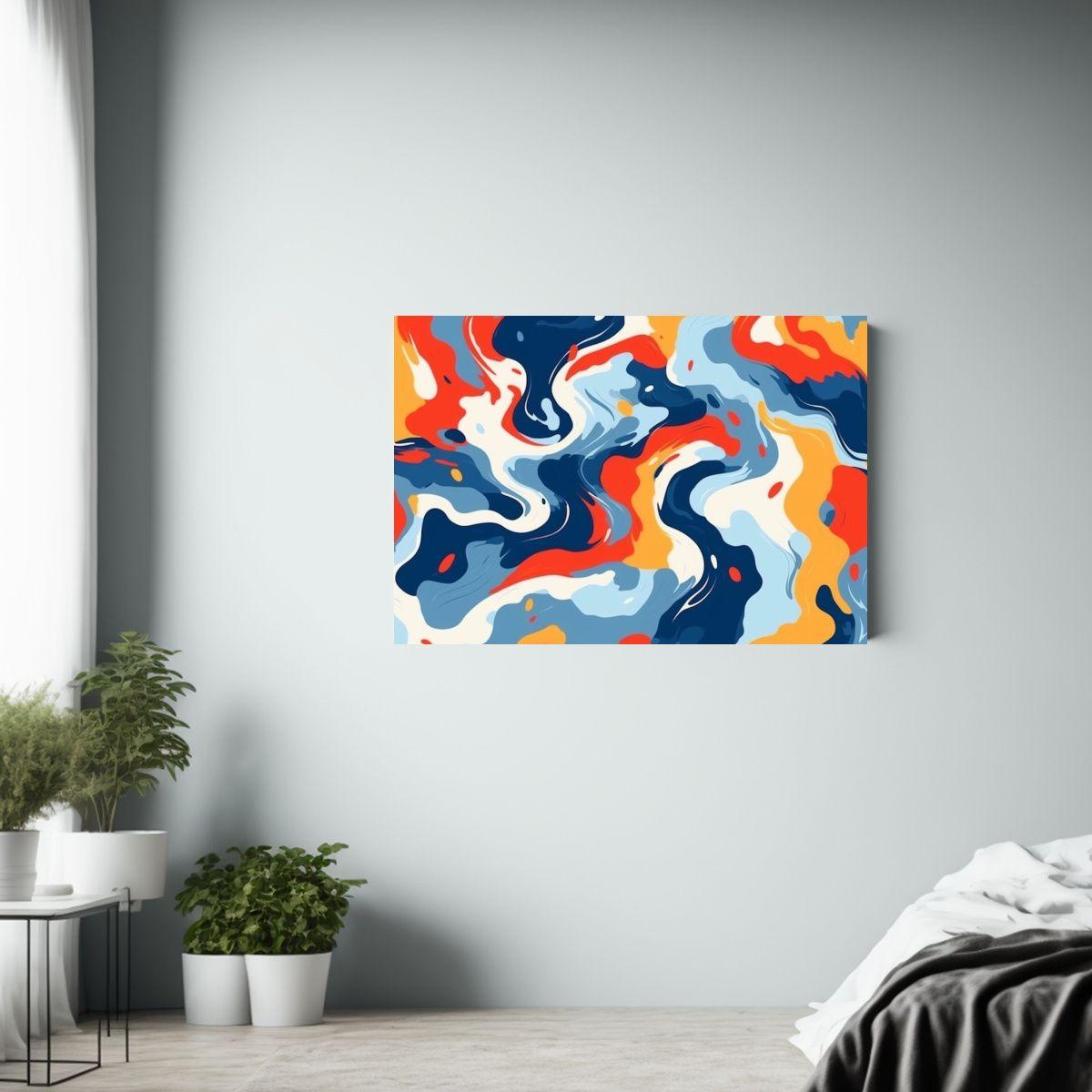 Cuadro Tela Abstracción Colores Forma Cuadrada Pop Arte Gou 90x60cm-2