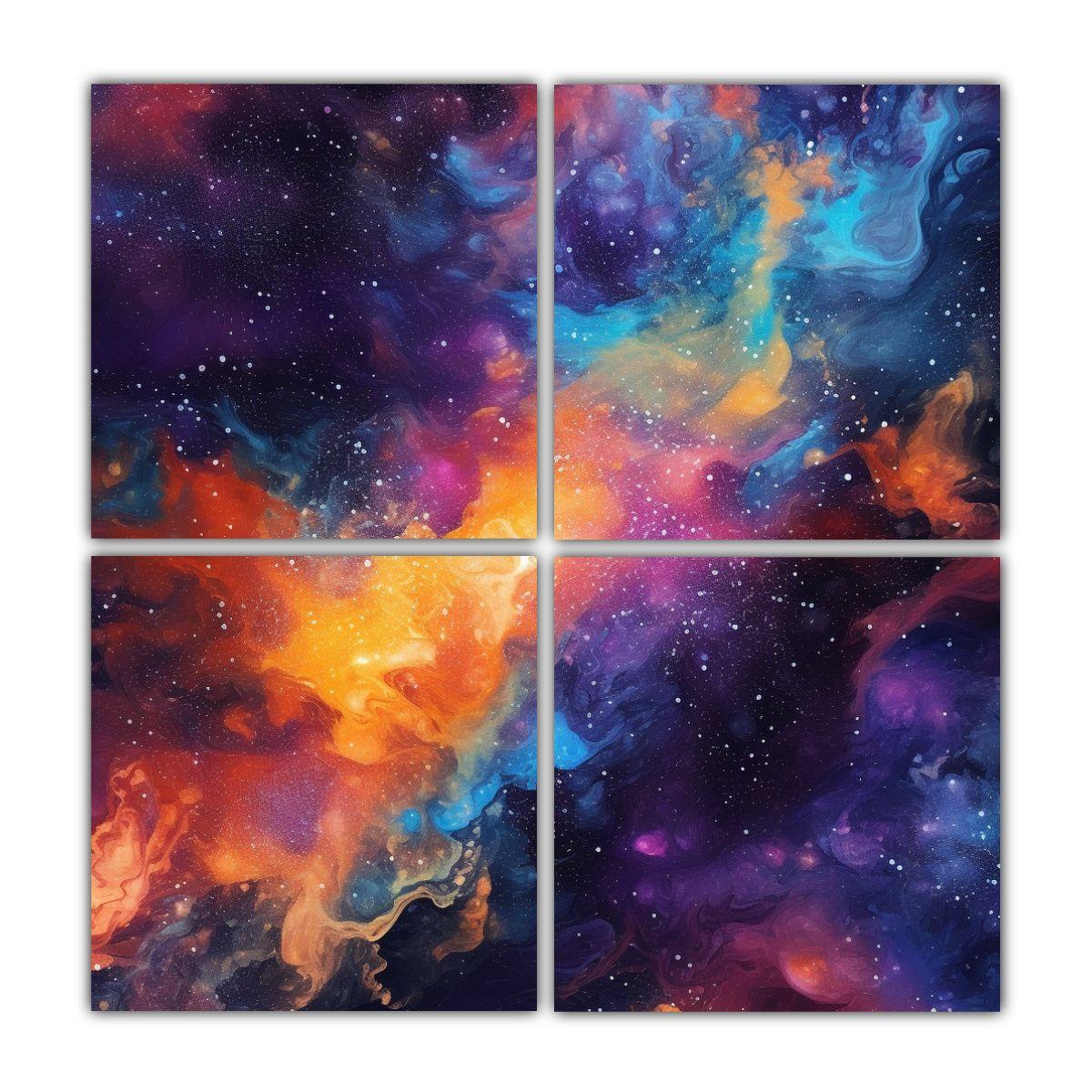 Pintura Abstracta Artesanal Cuatro Lienzos 160x160 Cm-0