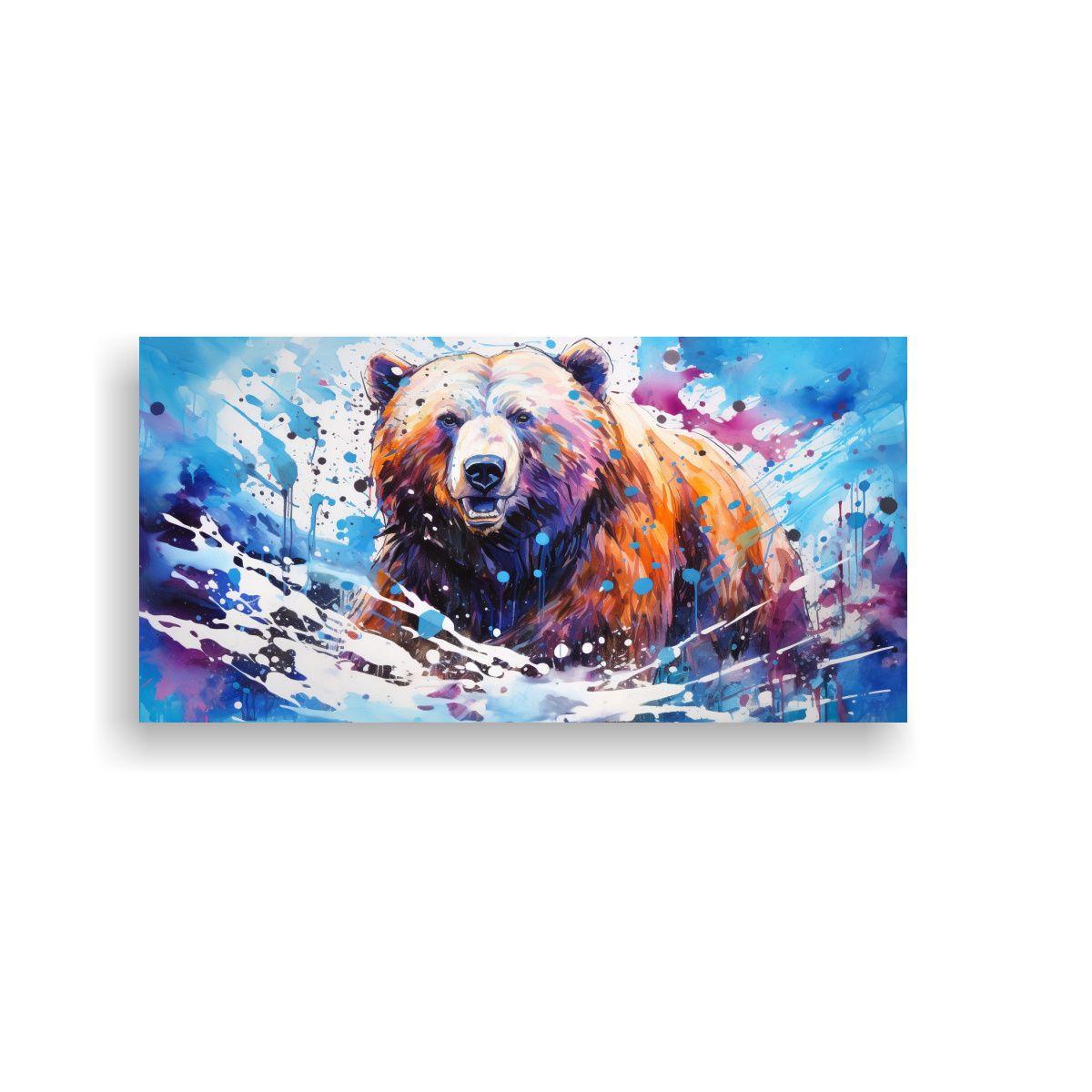 Cuadro De Tela Con Temática Económica: Oso 60x30cm-0