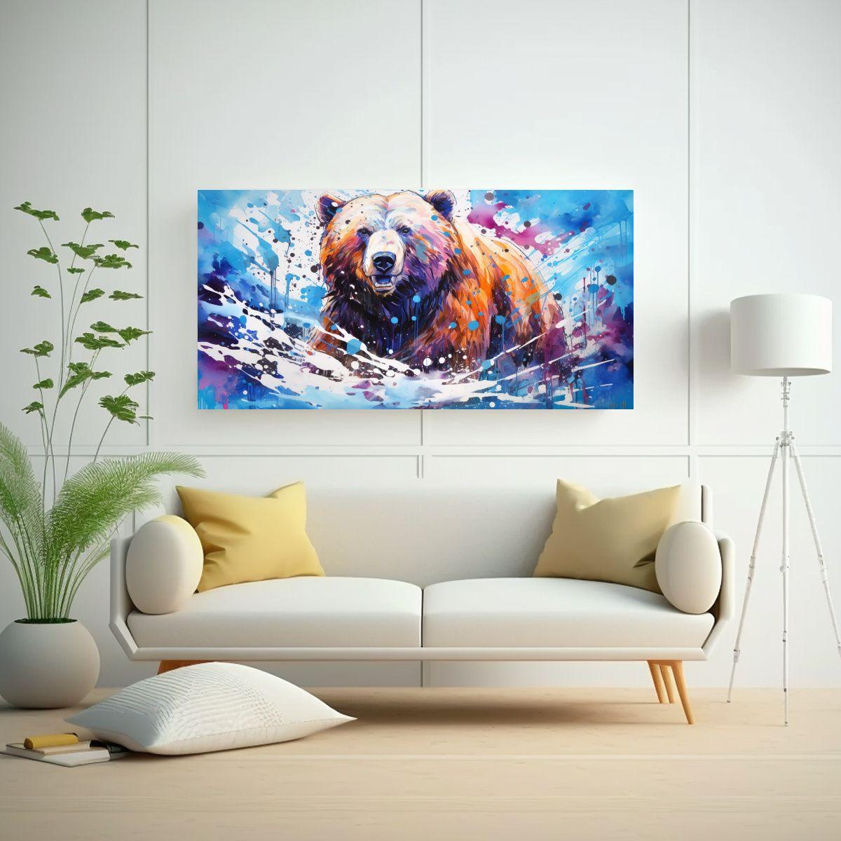 Cuadro De Tela Con Temática Económica: Oso 60x30cm-2