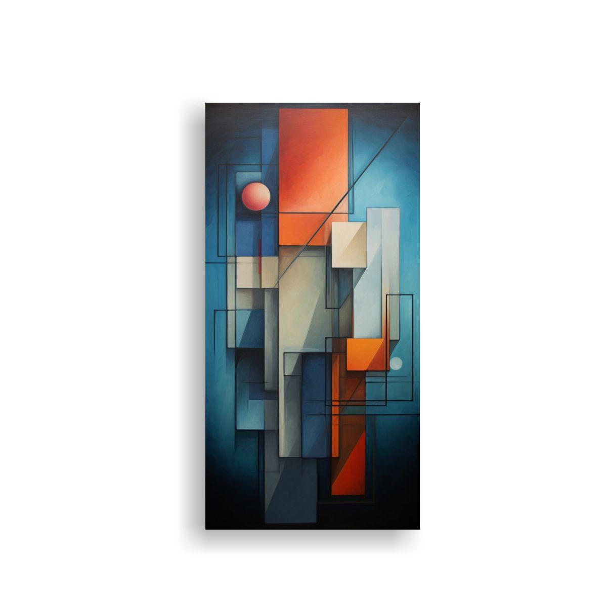 Cuadro Abstracto Geometría Hermosa Simétrica En 40x80cm-0