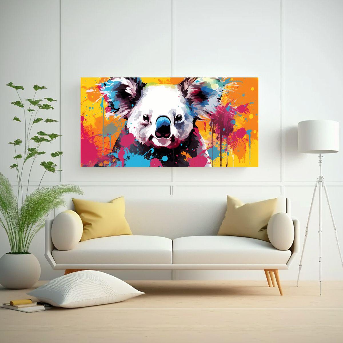 Cuadro Horizontal Detalle Koalas En Colores Hueso 100x50cm-2