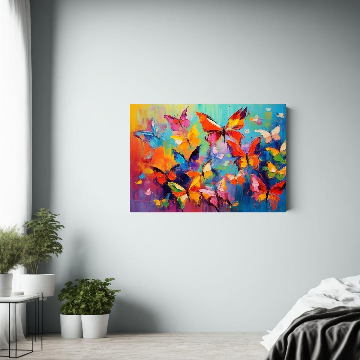Pintura De Mariposas Con Fondo Colorido Para Decorar Habitac 65x50cm-2