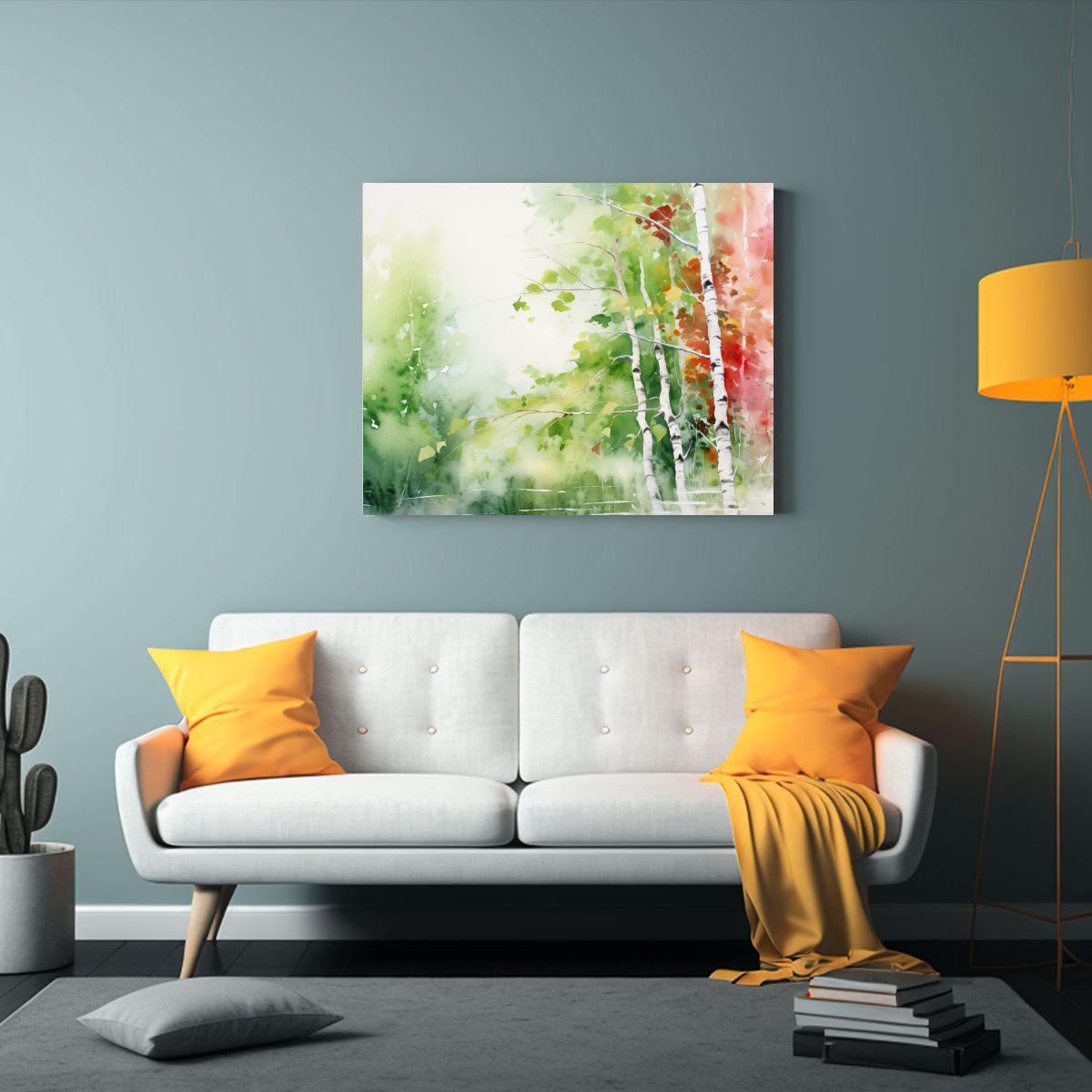 Pintura Abstracta De árbol De Abedul En Colores 30x20cm-2