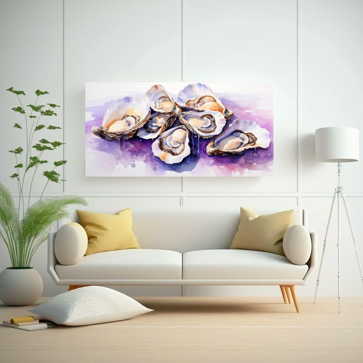 Pintura Hermosa De Adorno Con Ostras Coloridas Est 160x80cm-2