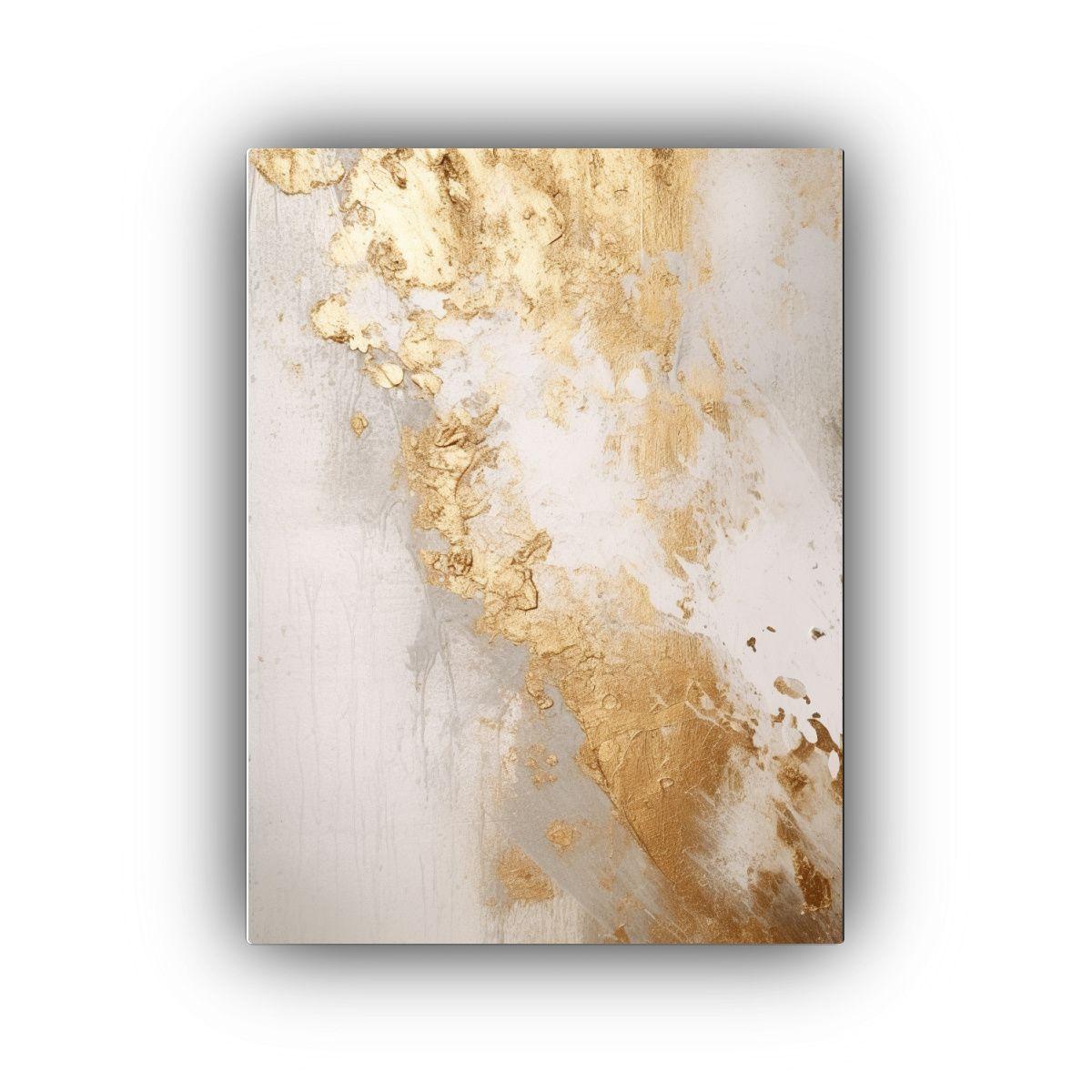 Cuadro Pop Art Nikolin Con Textura Blanca Y Lámina De Oro A 60x90cm-0