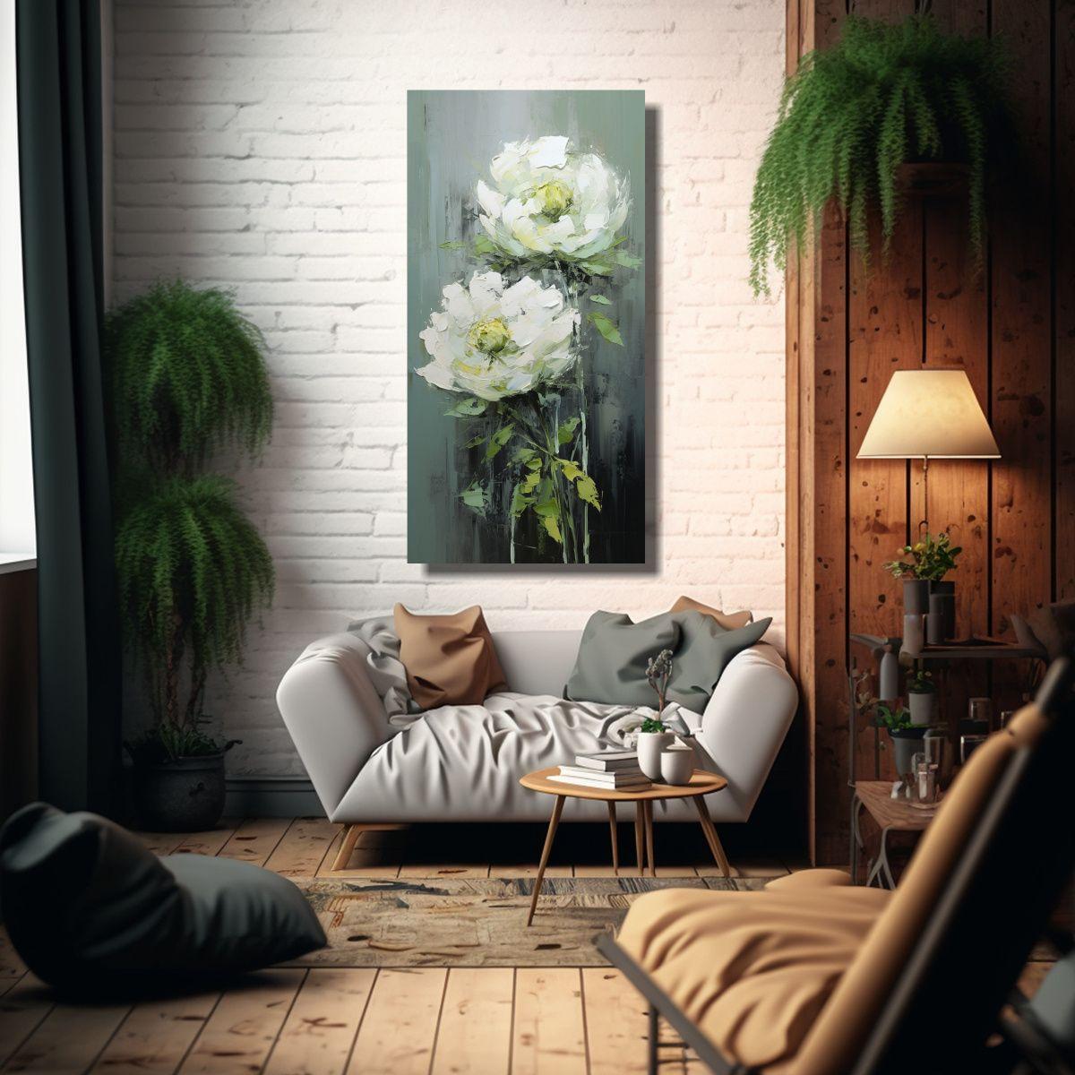 Pintura De Pared Líneas De Flores De Peonías 70x140cm-2