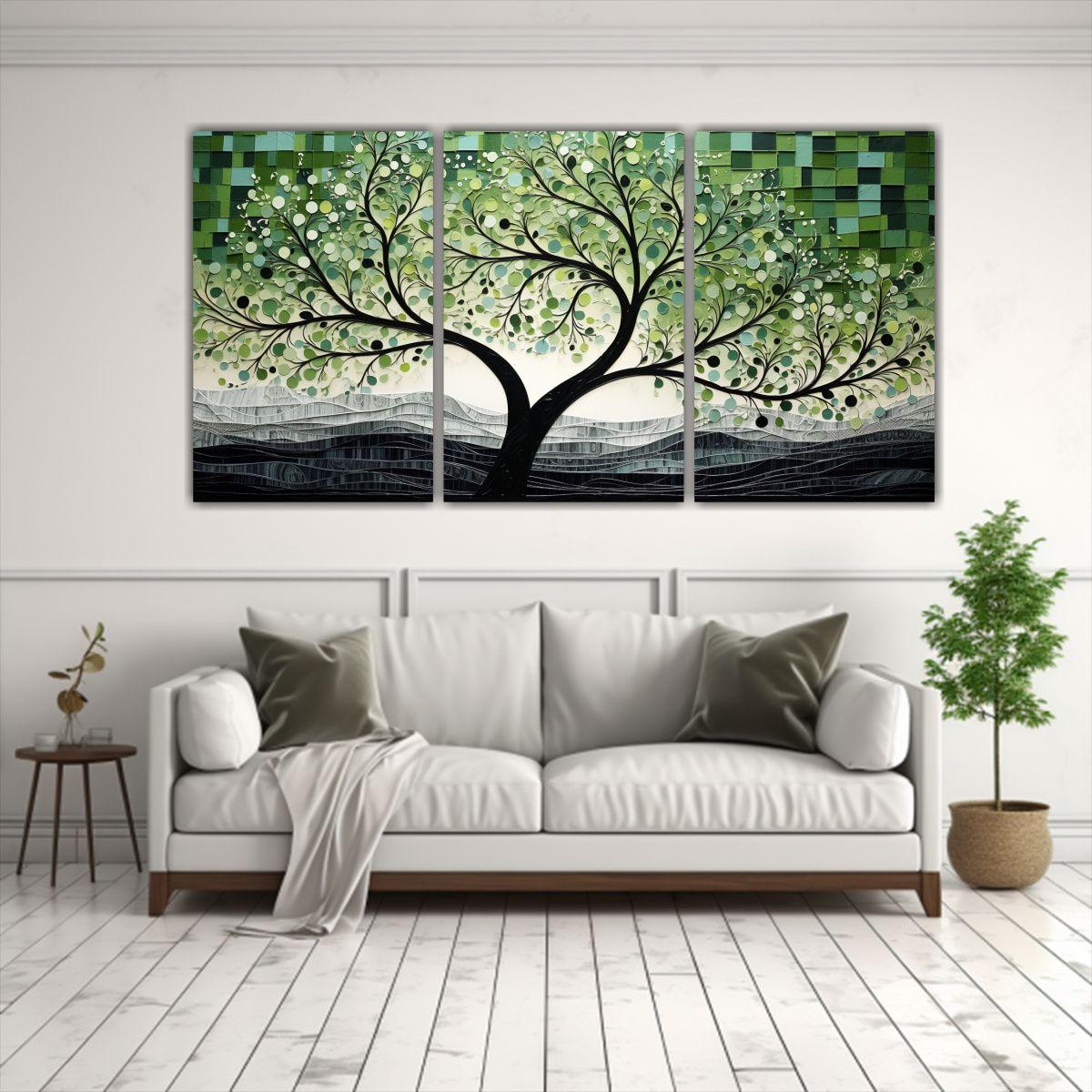 Conjunto 3 Artes Decorativo Impacto Visual árbol 60x30 Cm-2