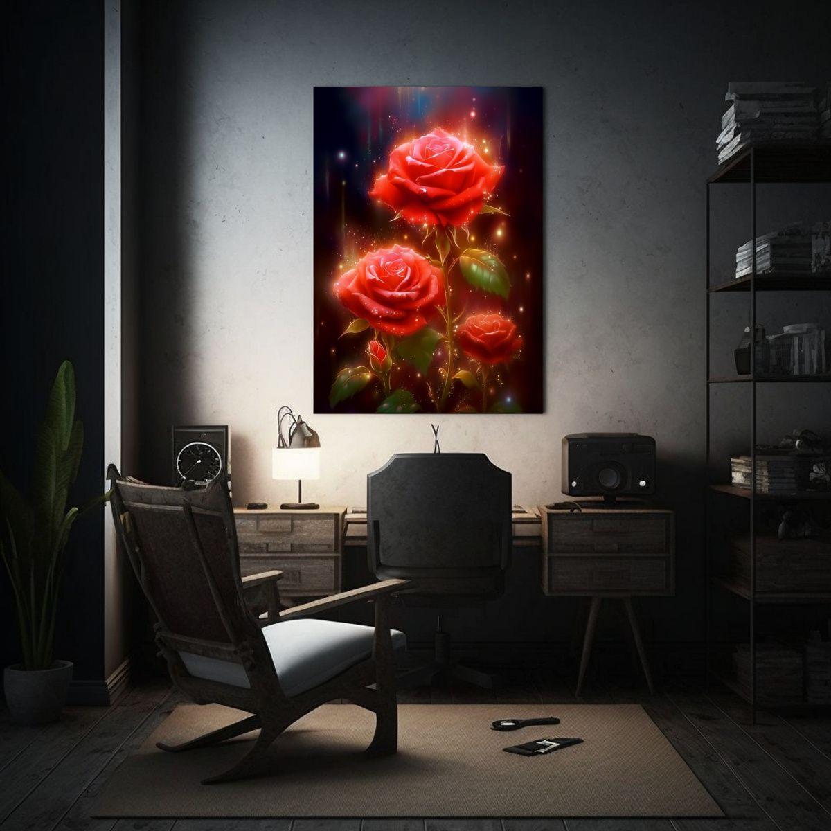 Pintura Decorativa Canva Bonito Rosas Rojas 20x30cm-2