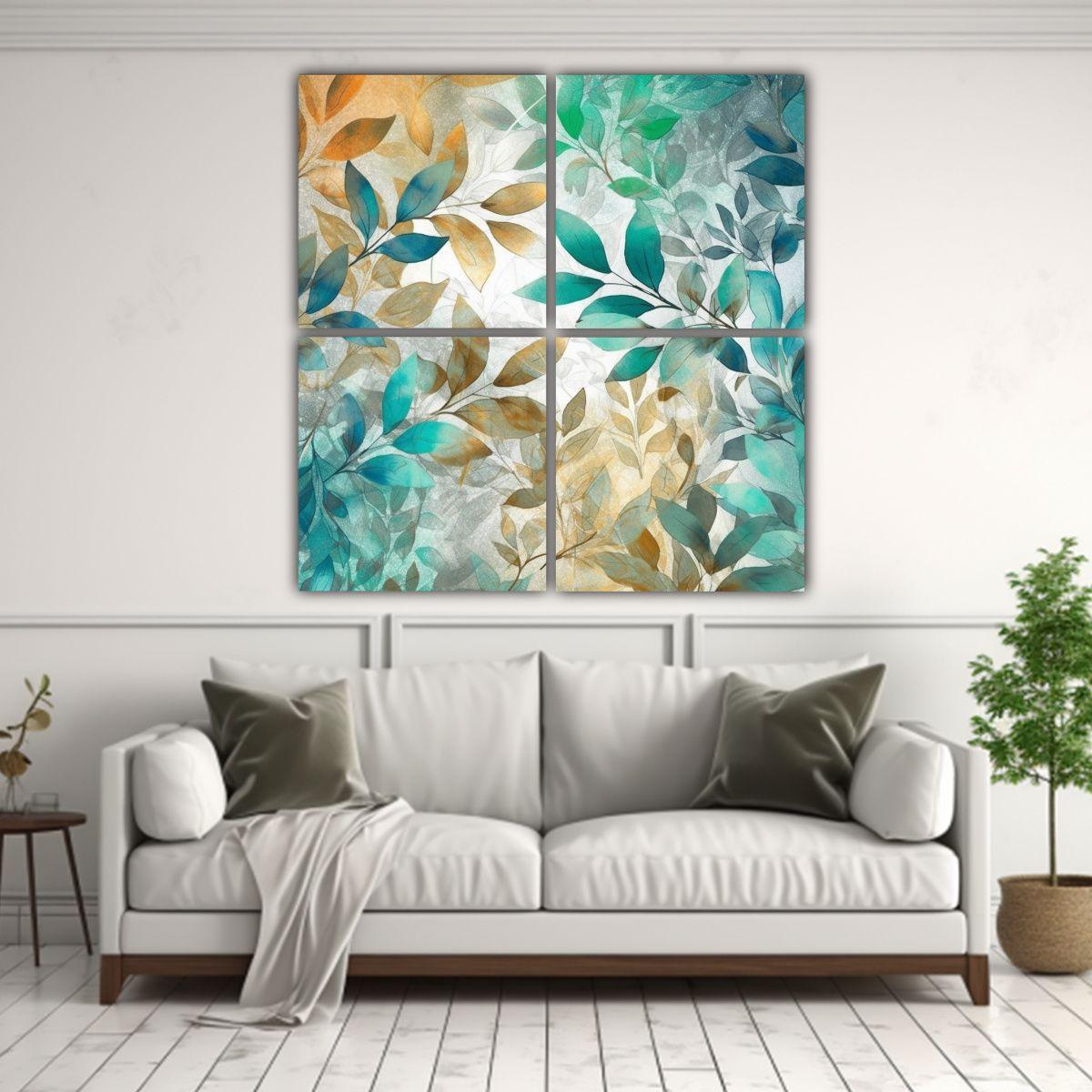 Cuatro Artes Inspirador Comedor Fondo Con Hojas 160x160 Cm-2
