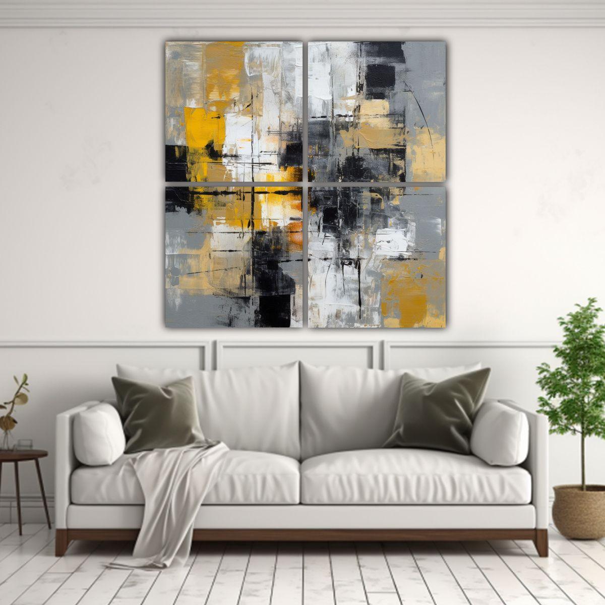 Pinturas Abstractas De Arte Moderno Con Formas 160x160 Cm-2