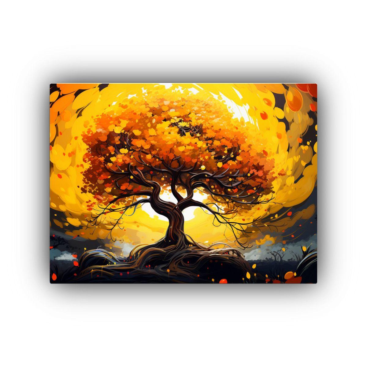Pintura Lienzo Hermosa Bajo árbol Banyan En Amarillo Y Nara 50x40cm-0