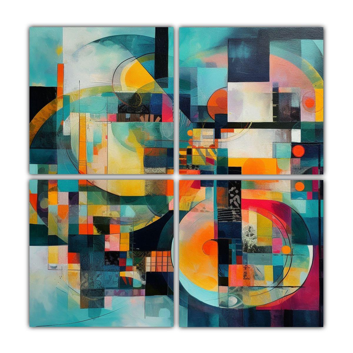 Lienzos Impresos Con Colores Vibrantes, Formas 160x160 Cm-0
