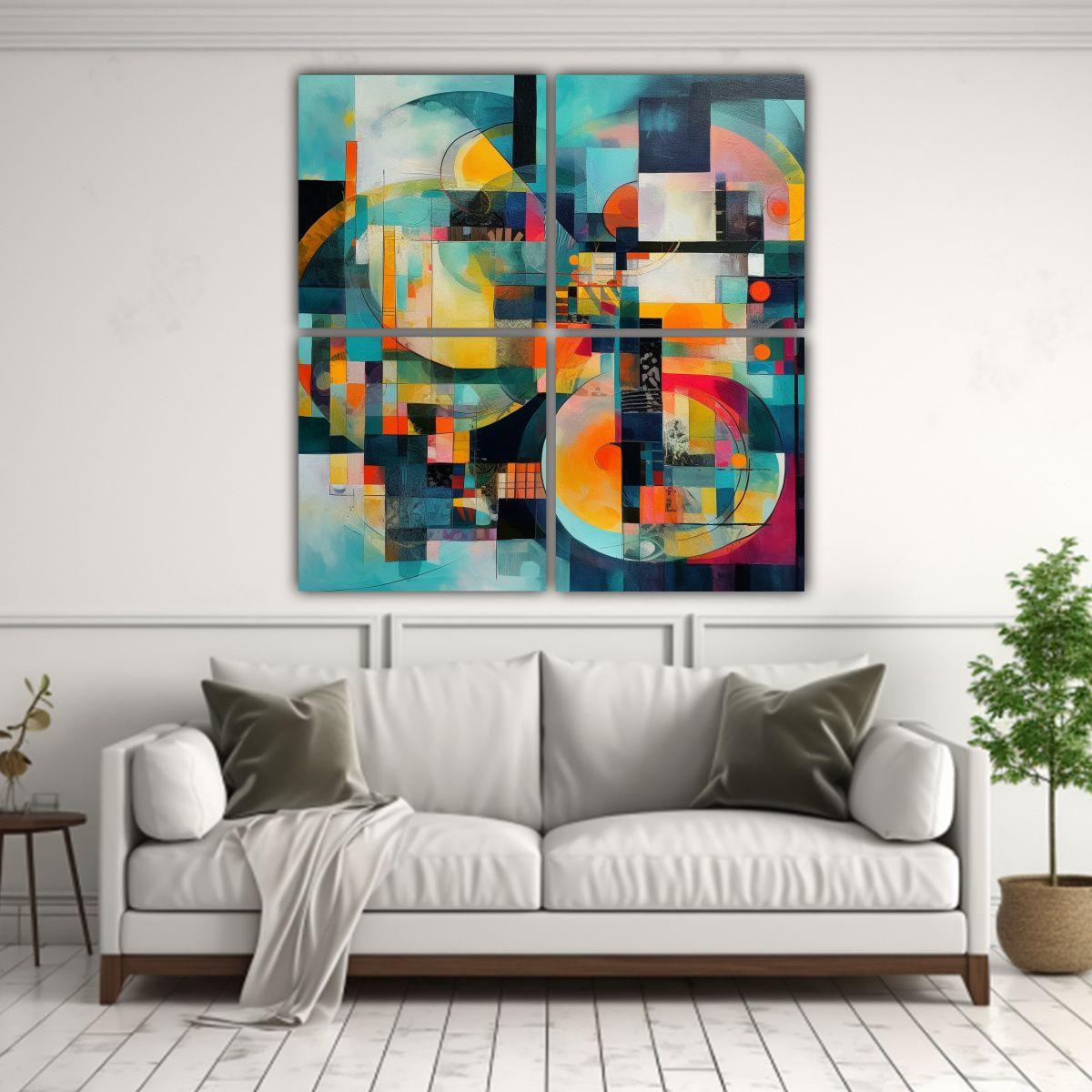 Lienzos Impresos Con Colores Vibrantes, Formas 160x160 Cm-2