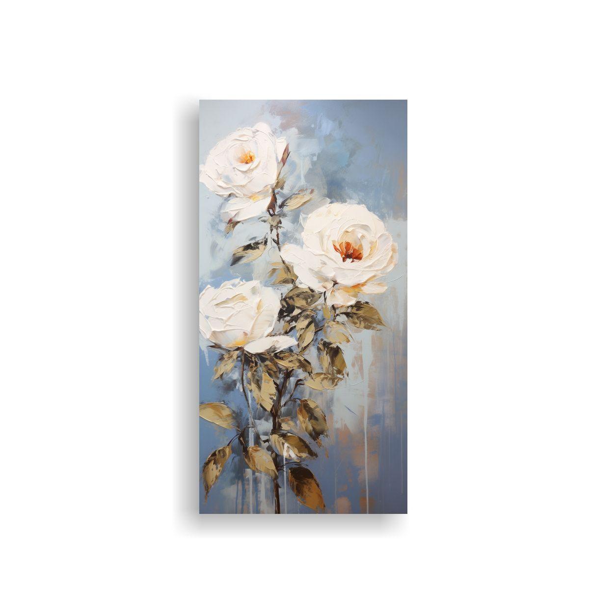 Pintura En Lienzo De Rosas Blancas En Estilo De Ar 80x160cm-0