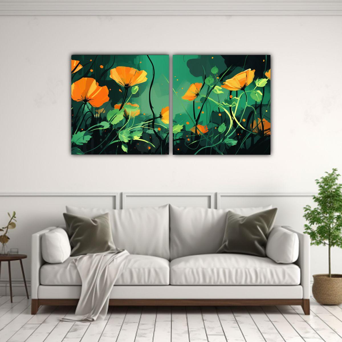 Set 2 Telas En Bastidor Creativa Contraste 80x40 Cm-2