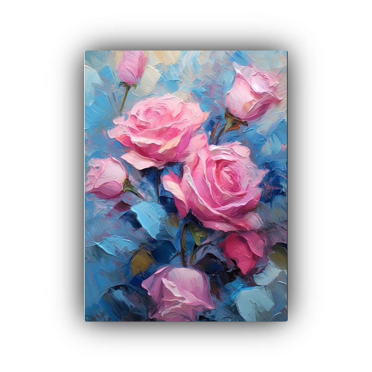 Pintura Al óleo De Rosas Rosadas En Estilo 30x45 Cm-0