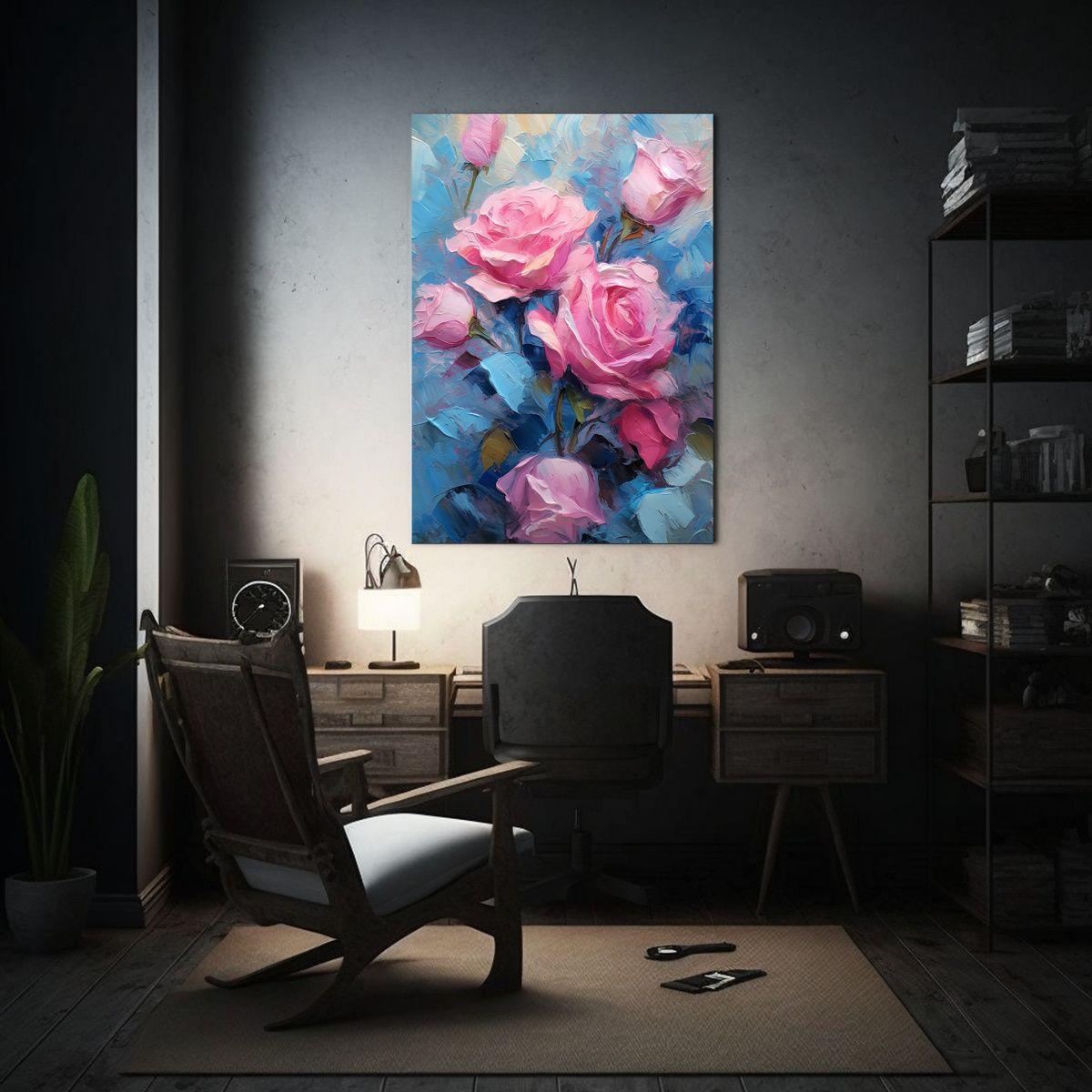 Pintura Al óleo De Rosas Rosadas En Estilo 30x45 Cm-2