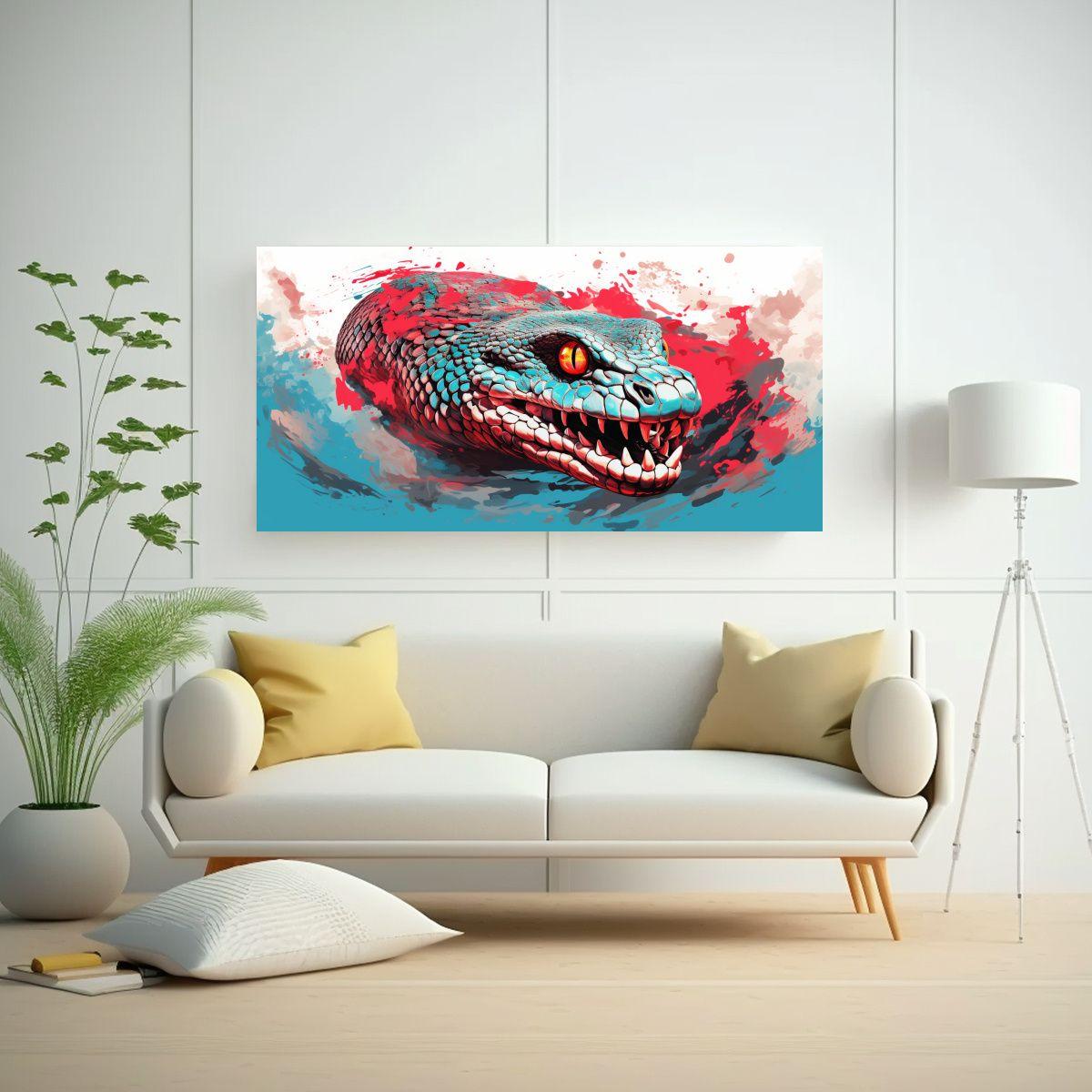 Cuadro Decorativo Estilo Galería: Pitón En Rojo  140x70cm-2