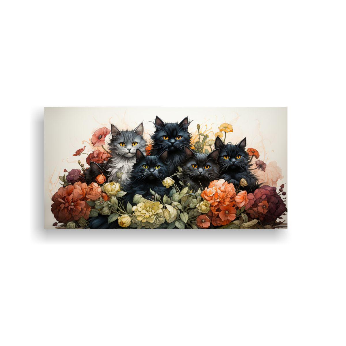 Pinturas De Decoración Estilo Tinta De Gatos 140x70cm-0