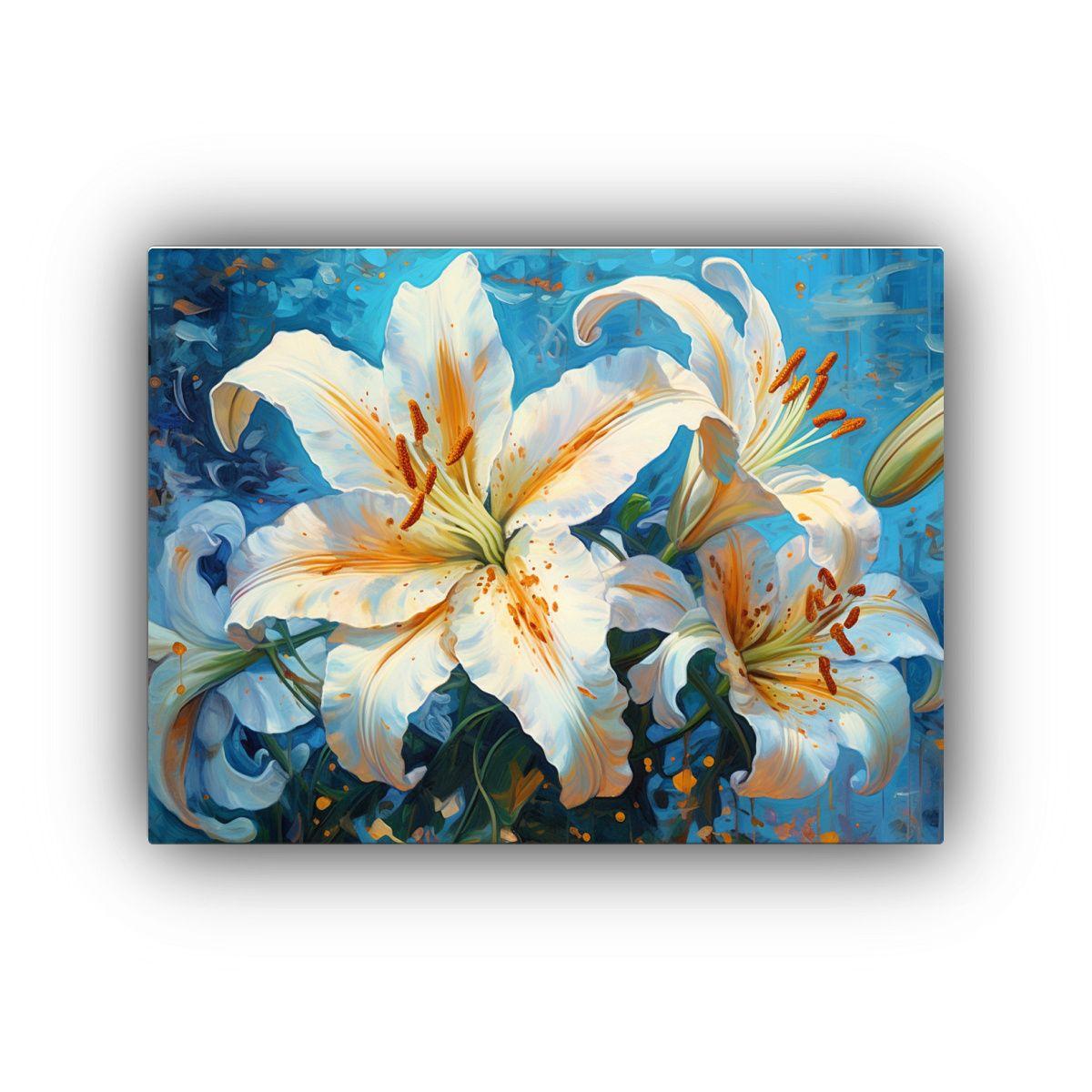 Cuadro Decorativo De Lirios Coloridos Con Pigmento En Lienzo 30x20cm-0