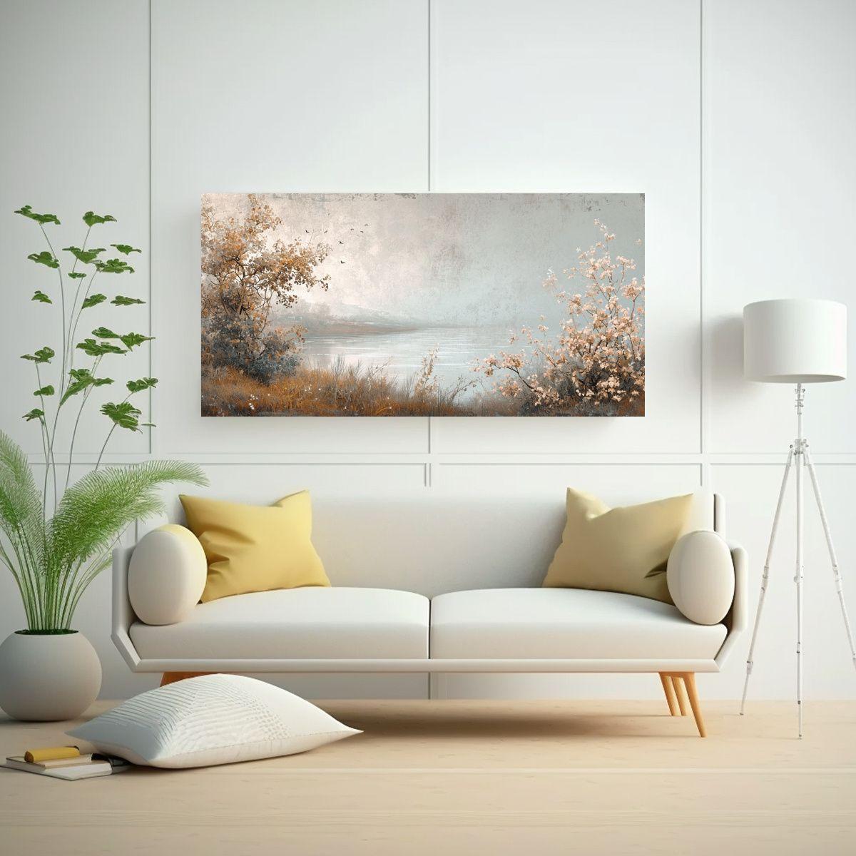 Paisaje Minimalista Islandés En Lienzo: Arte 60x30cm-2
